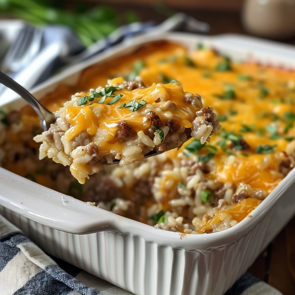 Cheesy Hamburger Rice Casserole