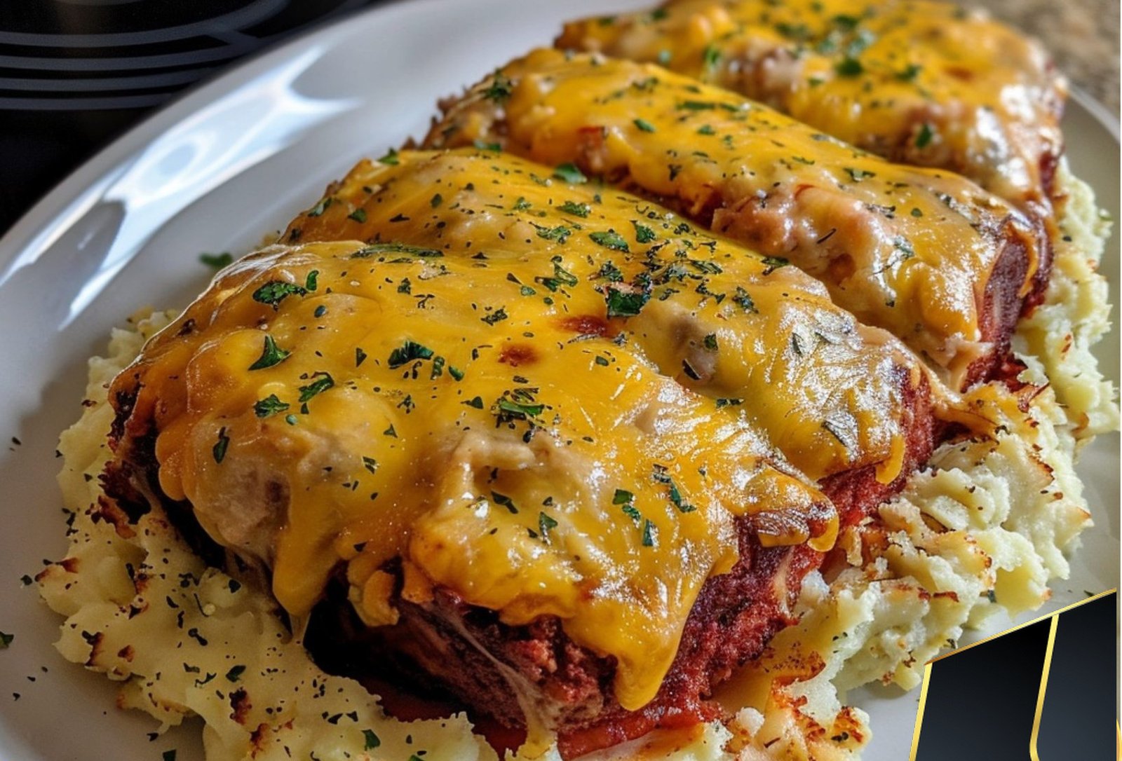 Meatloaf with Mashed Potatoes and Cheese