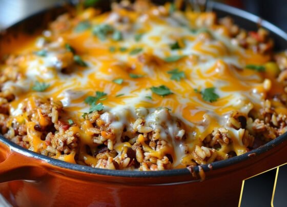 ONE POT MEXICAN RICE CASSEROLE prepared at home with simple ingredients and clear steps.