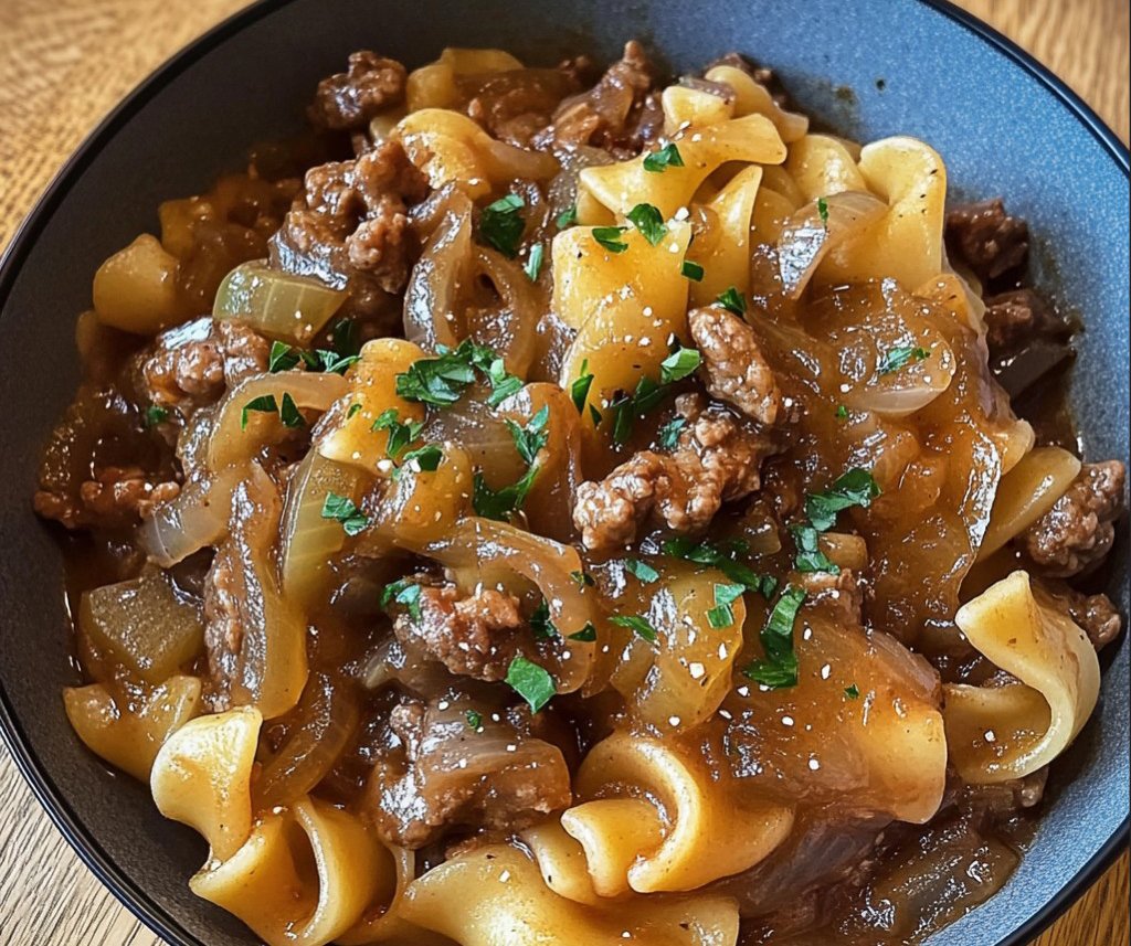 French Onion Beef and Noodles