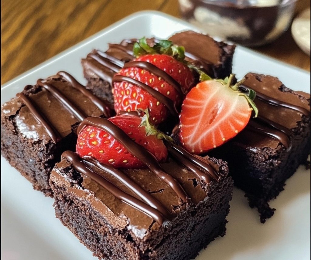 Chocolate Dipped Strawberry Brownies
