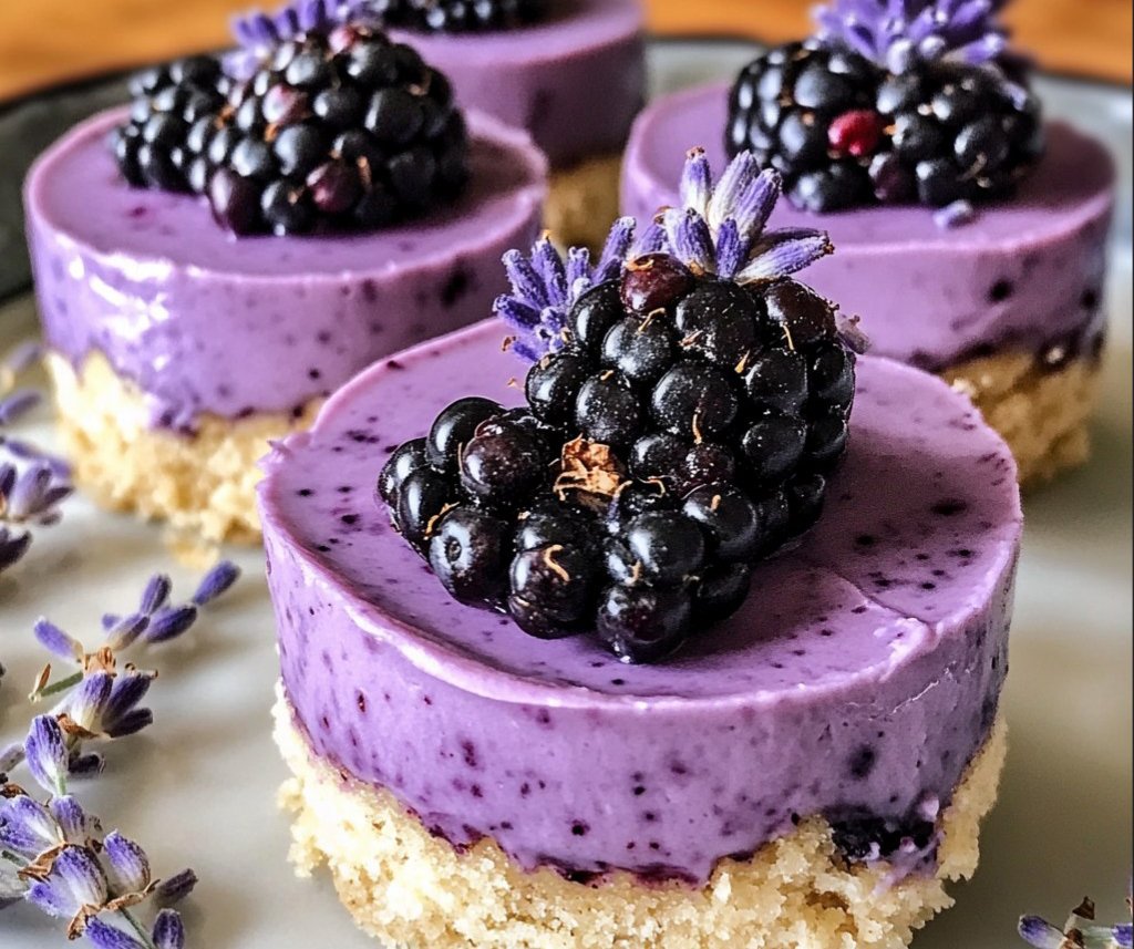 Mini Blackberry Lavender Cheesecakes