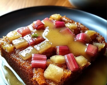 Rhubarb Cake with Butter Sauce prepared at home with simple ingredients and clear steps.