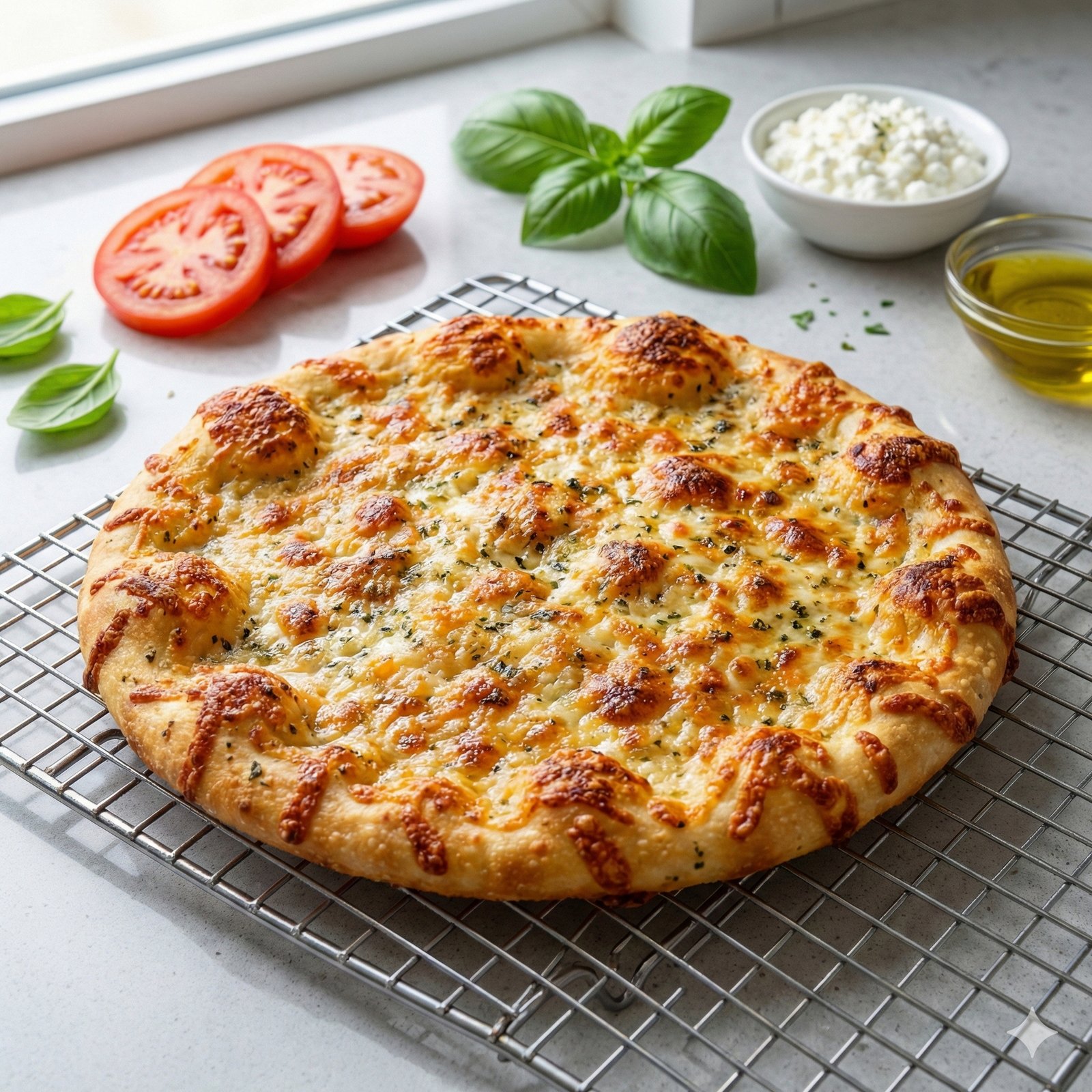 Crispy Air Fryer Cottage Cheese Flatbread