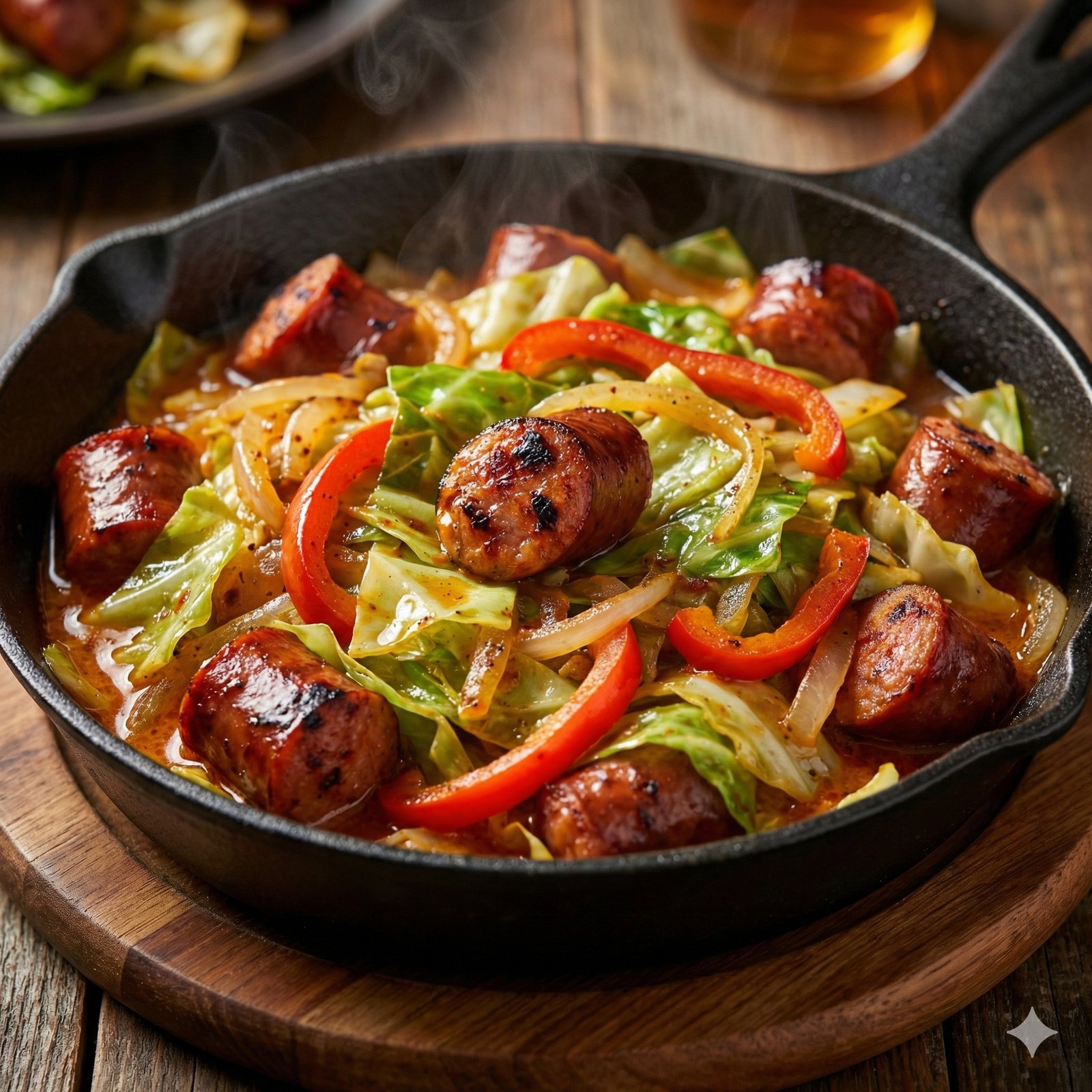 Cajun Butter Cabbage Boil with Smoked Sausage