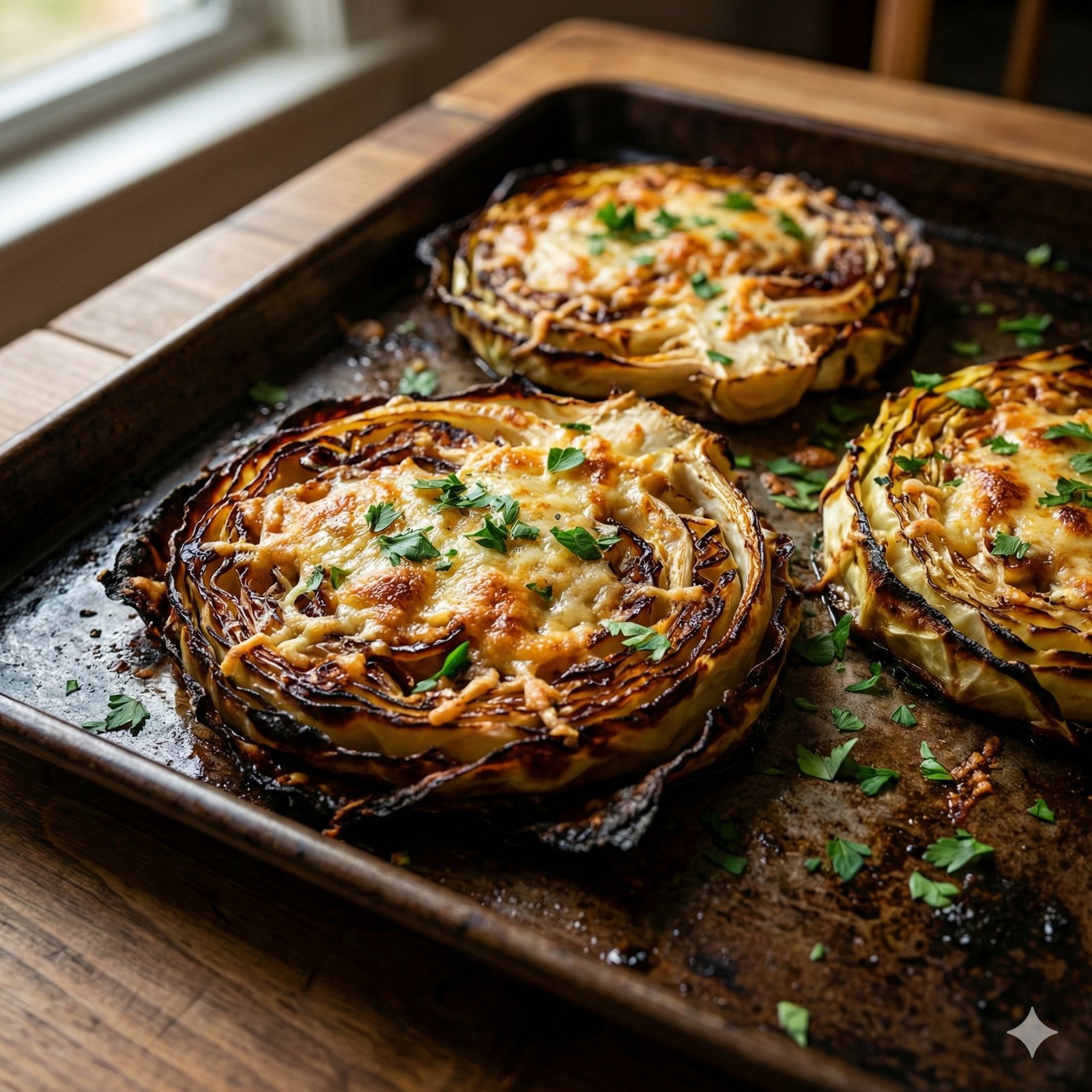 Roasted Cabbage Steaks with Garlic Parm Crust