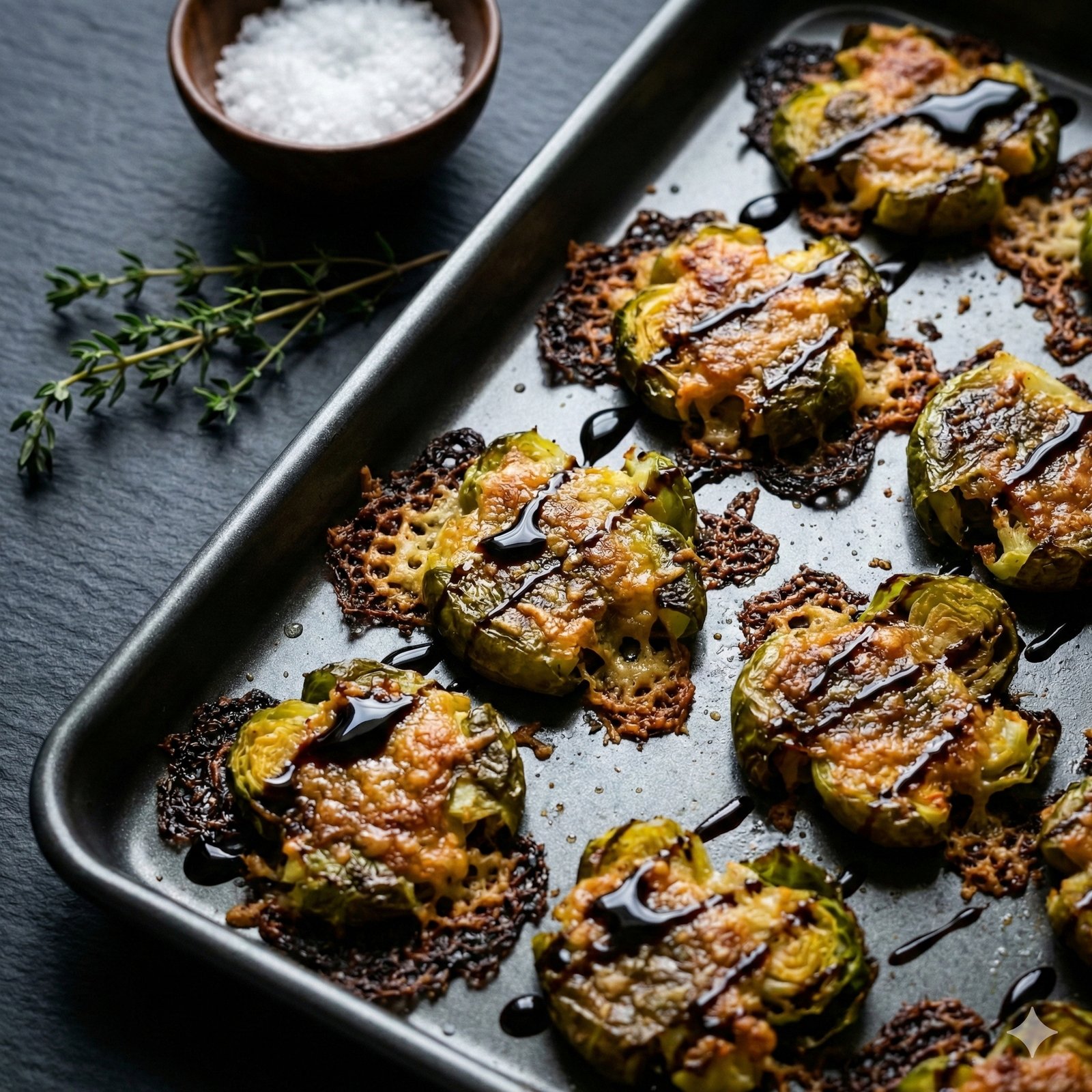 Crispy Smashed Brussels Sprouts with Balsamic
