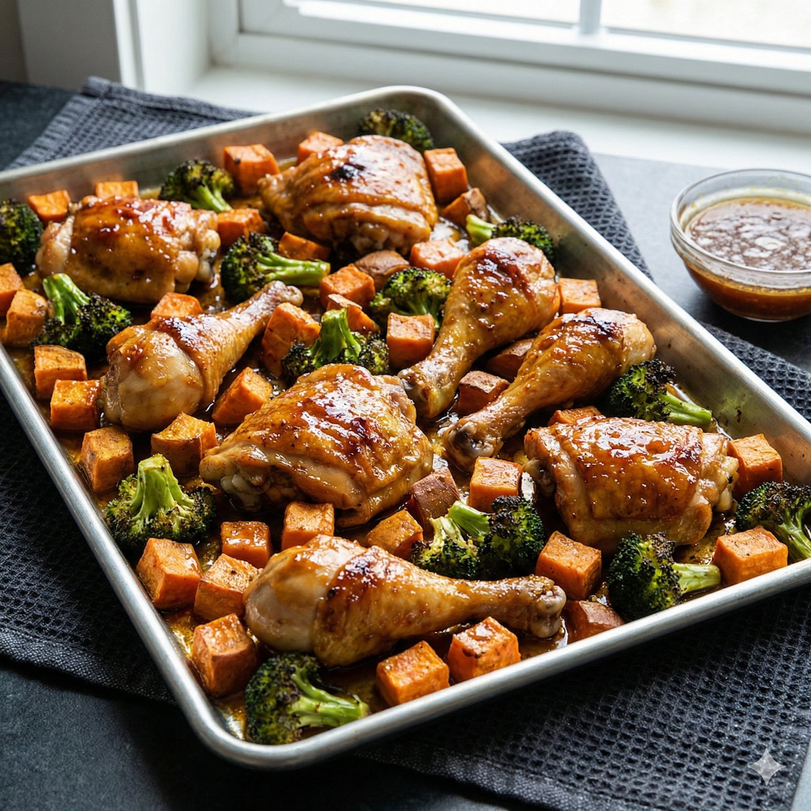 #0032 One Pan Honey Garlic Chicken & Sweet Potatoes