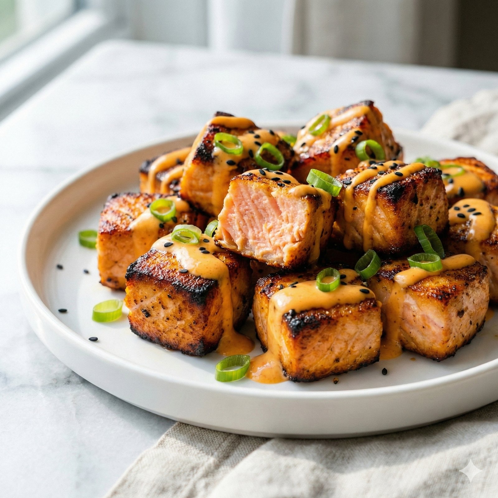 #0035 Air Fryer Salmon Bites with Spicy Mayo