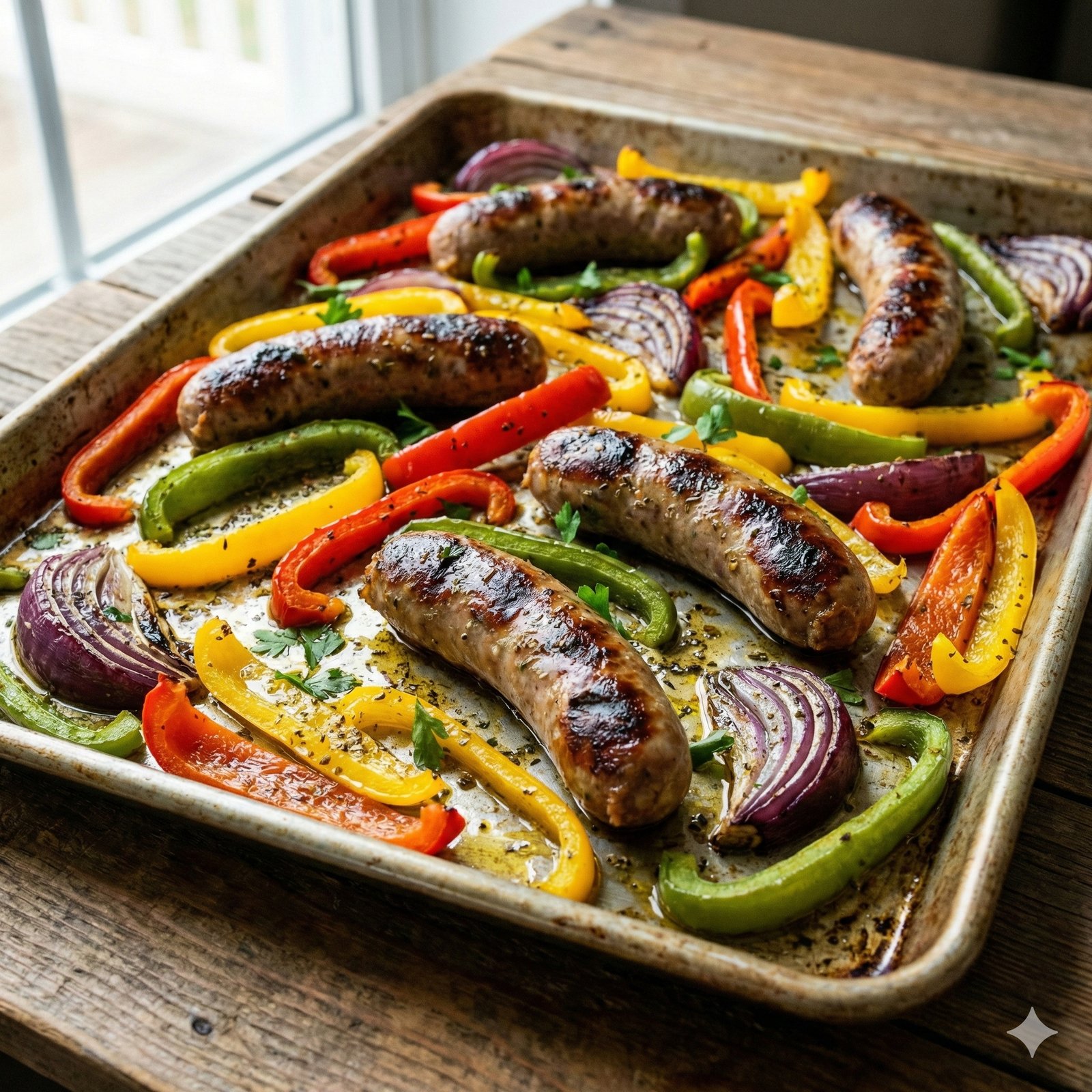 #0038 One Pan Sausage Peppers & Onions