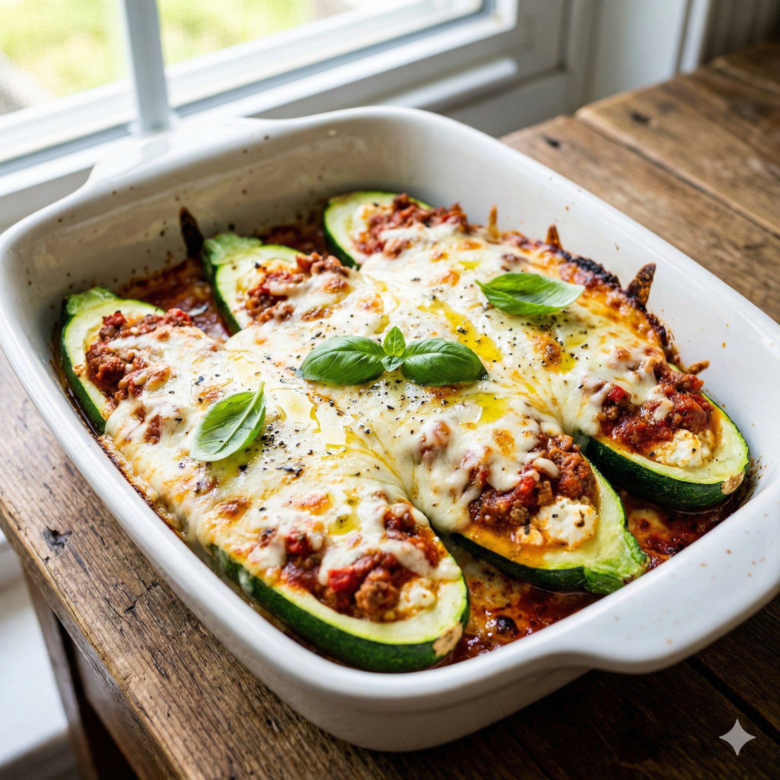 Low Carb Zucchini Lasagna Boats