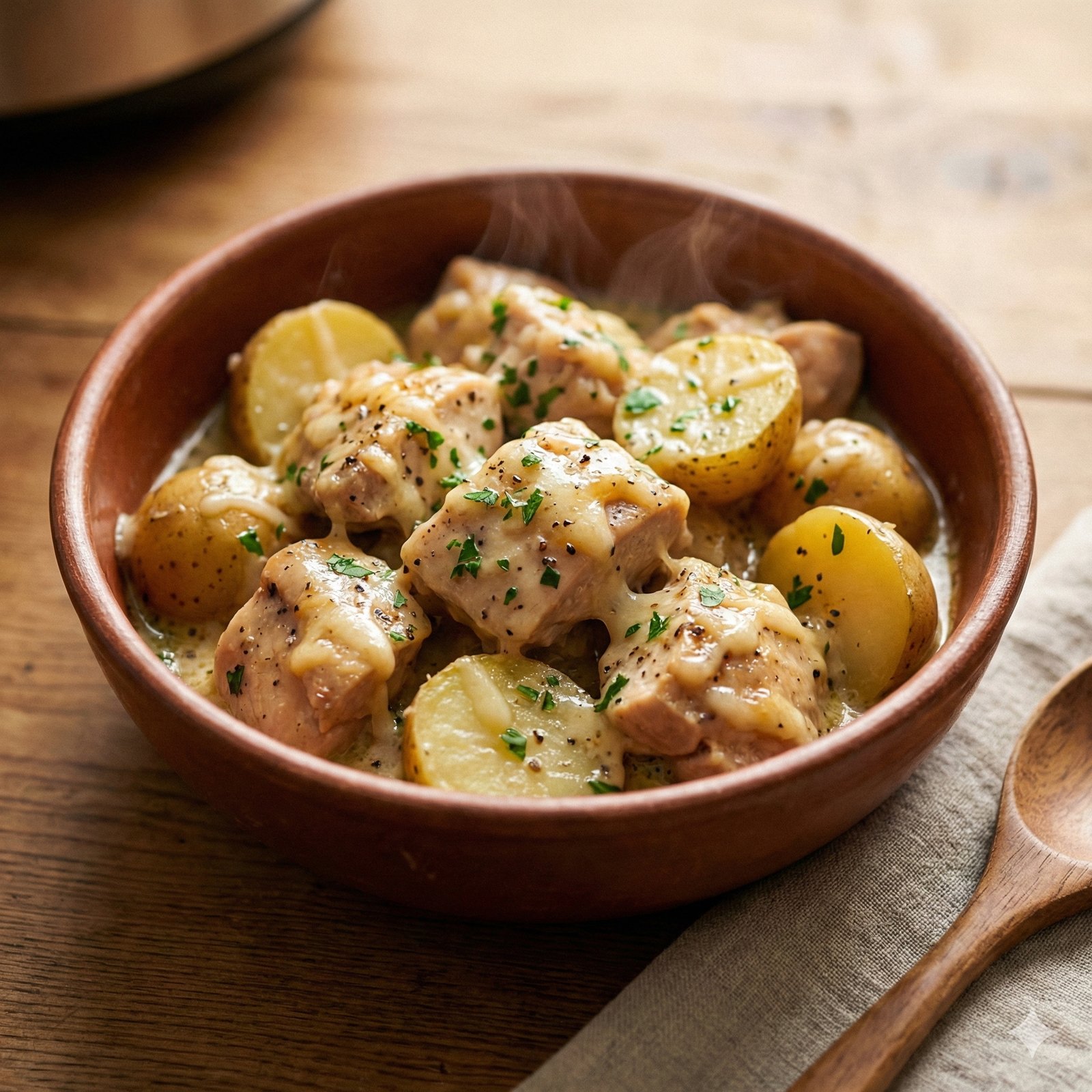 Slow Cooker Garlic Parm Chicken & Potatoes