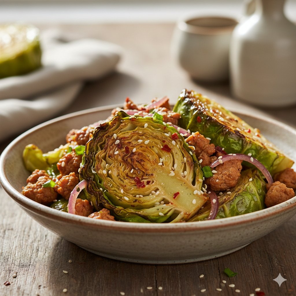 0056 Roasted Cabbage Ground Turkey Stir Fry