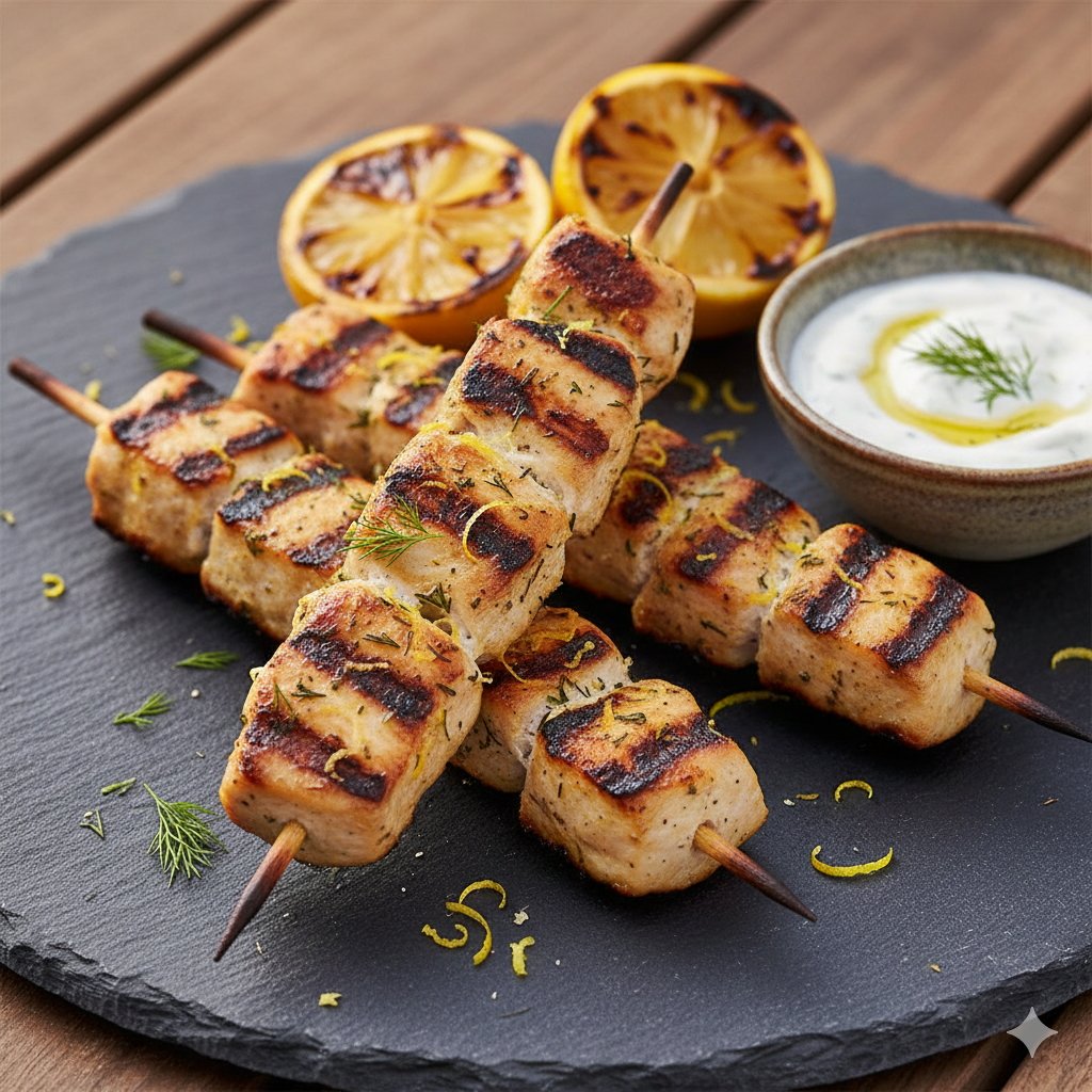 0071 Lemon Dill Greek Chicken Skewers