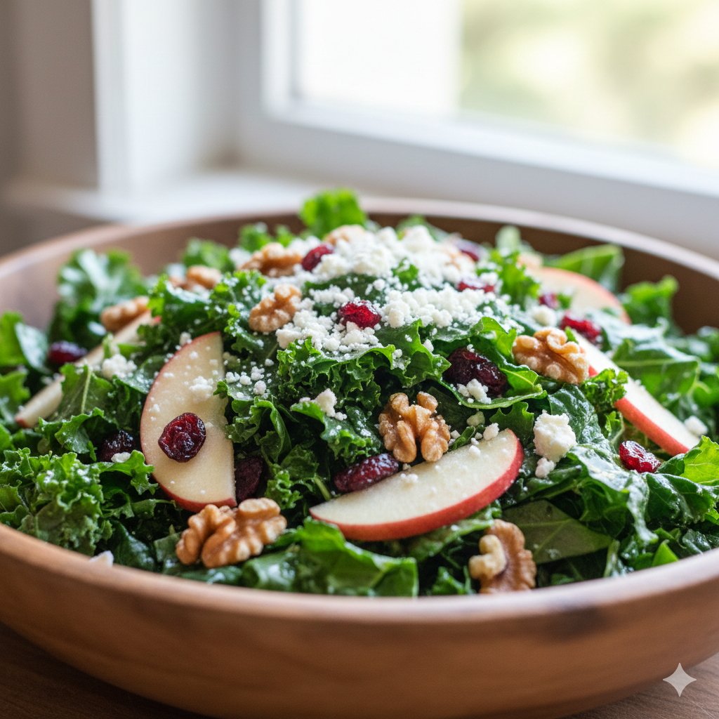 0073 Shredded Kale Apple Salad with Walnuts