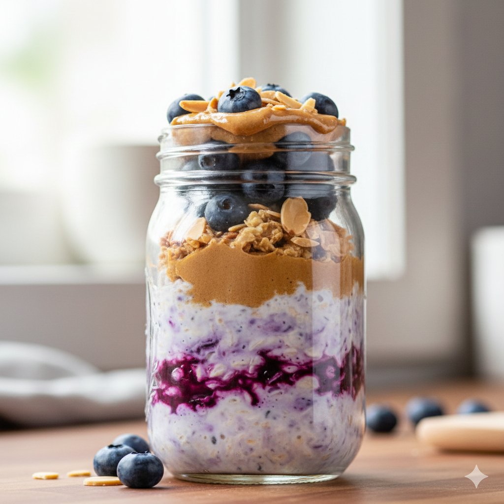 0077 Blueberry Almond Butter Overnight Oats
