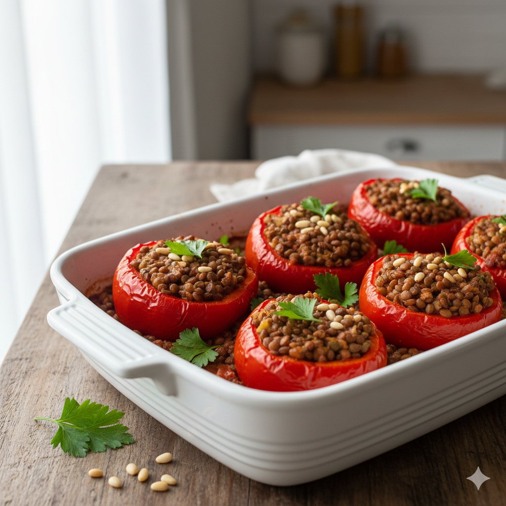 0096 Roasted Bell Peppers Stuffed with Lentils