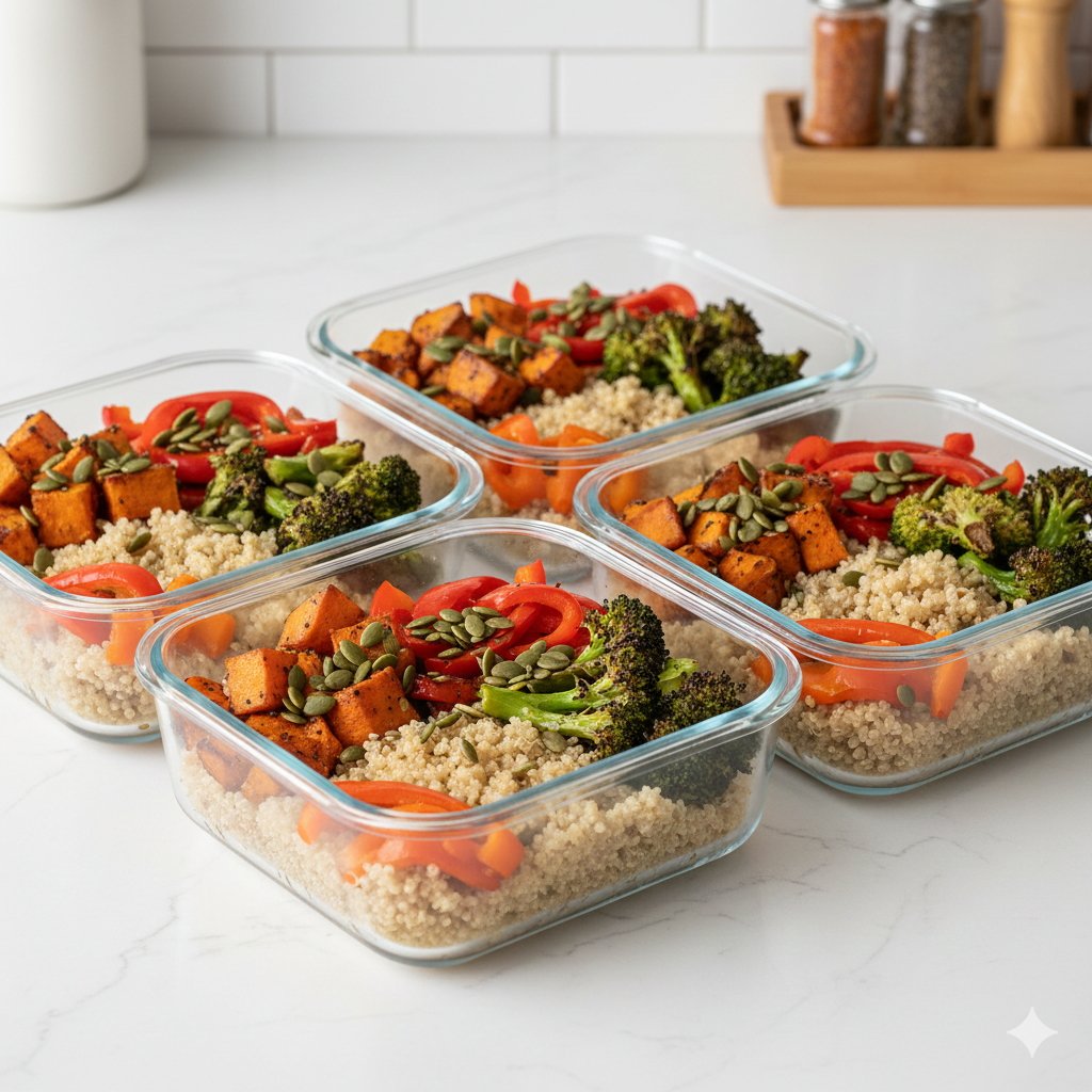 0099 Quinoa Roasted Veggie Meal Prep Bowls