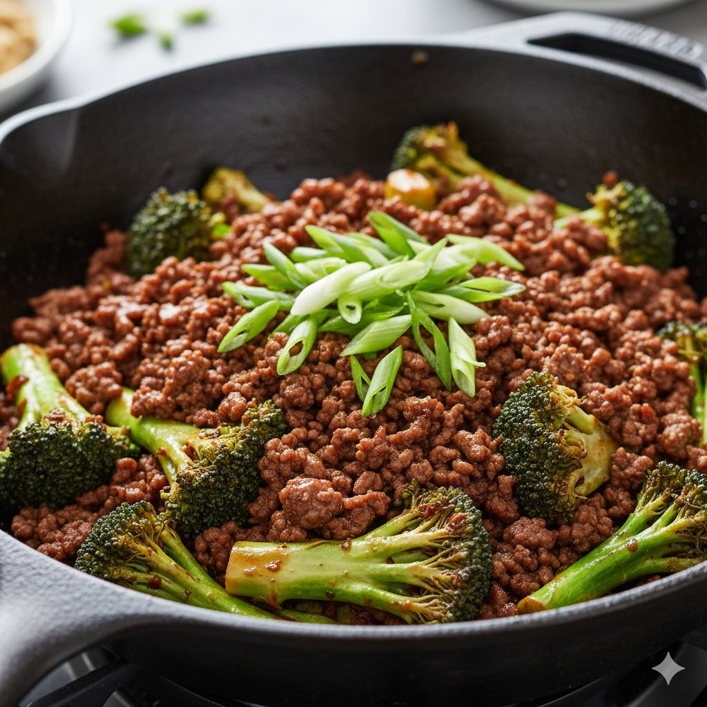 0164 Healthy Ground Beef Broccoli Stir Fry