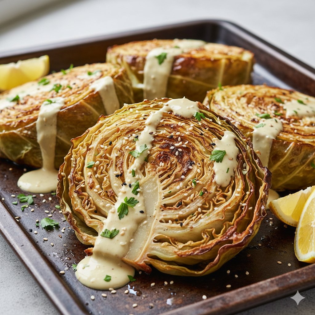 0168 Roasted Cabbage with Lemon Tahini