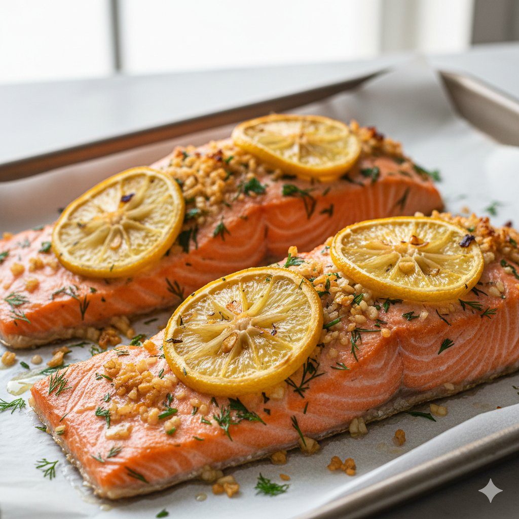 0185 Baked Salmon with Lemon Garlic